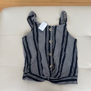 Abercrombie Kids Navy and White Striped Top